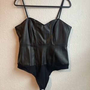 Guess Kiva Sexy Faux Leather Bodysuit